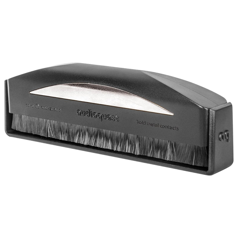 AudioQuest Silver Anti-Static Record Brush with Conductive Carbon Fiber Bristles and Uncoated Metal Finger Grip to Eliminate Static and Remove Microscopic Dust on Vinyl Records