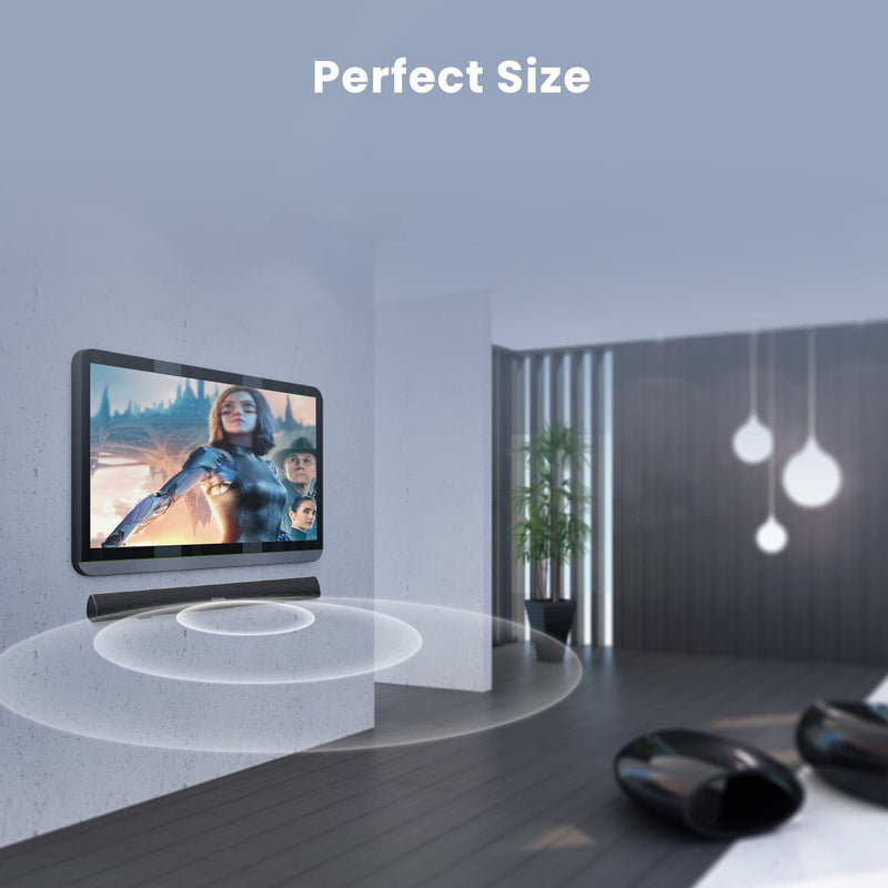 Sound bar, BESTISAN Soundbar Wired and Wireless Bluetooth 5.0 HDMI-ARC Speaker for TV (28 Inches, HDMI-ARC Connection, Optical Cable Included, DSP, Bass Adjustable, Wall Mountable) 28Inch