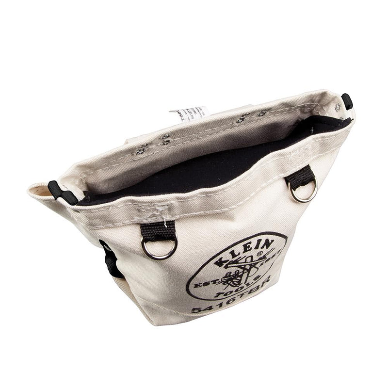 Klein Tools 5416TBR Tool Pouch, Bolt Retention Tool Bag Constructed of No. 4 Canvas with Reinforced Bottom, Tunnel Connect, 5 x 10 x 9-Inch