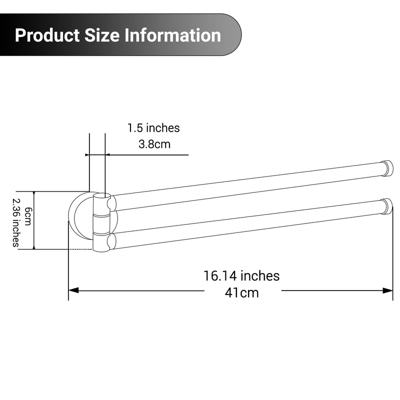 Swivel Towel Rack,Wall Mounted Towel Bar for Bathroom Swivel Towel Holder,Space Saving Towel Bar with Hook,Rustproof Black Towel Rack 180° Rotation Towel Holder for Bathroom Matte Black 1