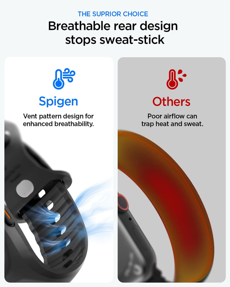 Spigen for Apple Watch Ultra 3/2/1 49mm, Series 11/10 46mm Band with Case | Liquid Air Pro Secure Fit Durable Breathable Water-Resistant Sport Protective Cover Strap Black Apple Watch Ultra 49mm