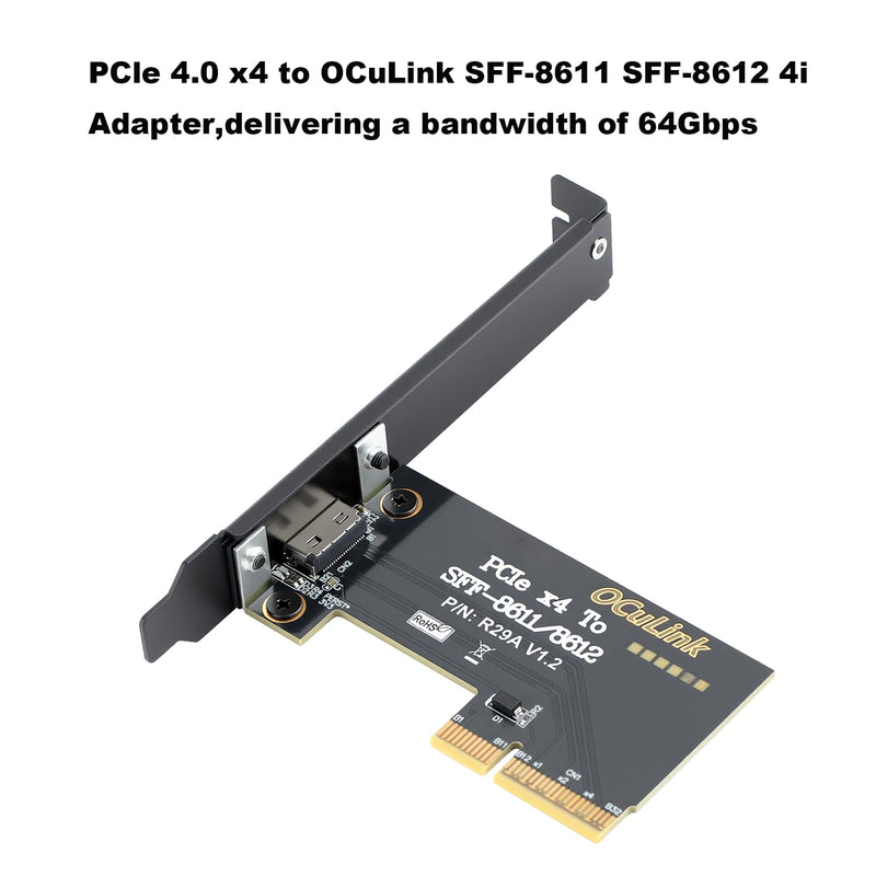 RGEEK PCIe 4.0 x4 to OCuLink SFF-8611 SFF-8612 4i Host Adapter | 64Gbps PCIe Riser Card for External GPU eGPU Video Graphics Cards, Mini PC