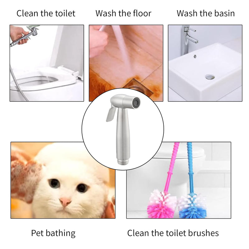 Bidet Sprayer for Toilet - Stainless Steel Sprayer Shattaf Toilet Bidet Shower Head for Bathroom Sink or Toilet - with 59in ABS Flexible Telescopic Shower Hose and Bracket Holder