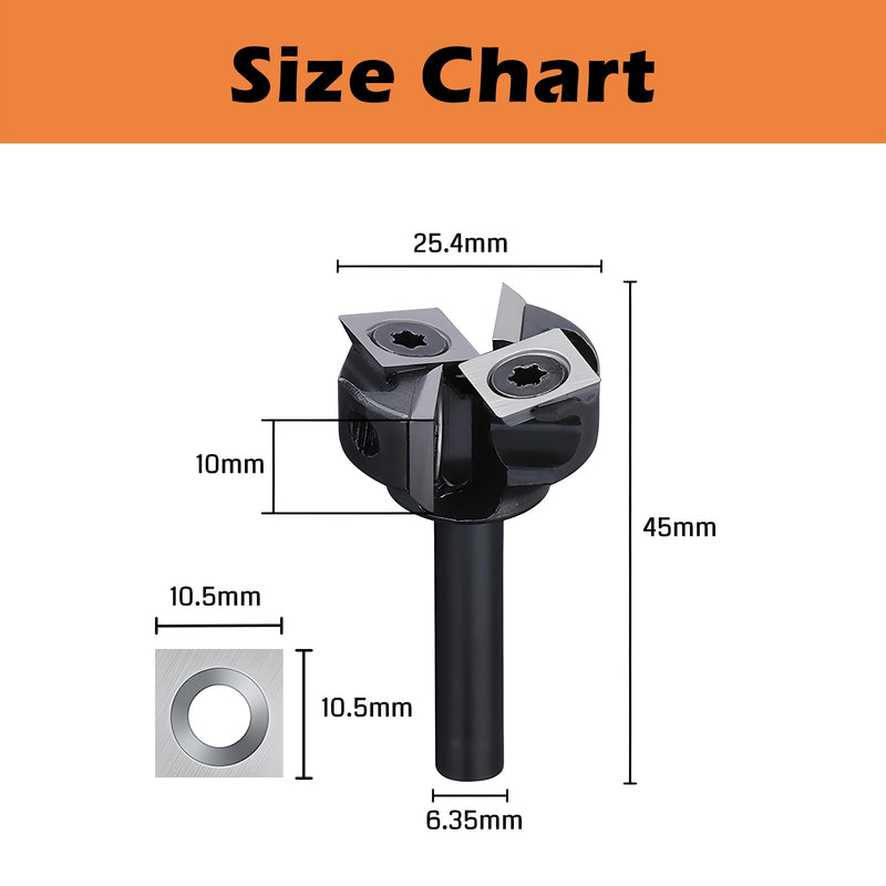 Genmitsu CNC Spoilboard Surfacing Router Bit 1/4" Shank, Slab Flattening Router Bit with 1" Cutting Diameter, 4 Flutes Insert Carbide Wood Planer Router Bits, Planing Bit for Woodworking Carving, SS04 1/4" Shank (1" Cutting Dia) 4 Wings
