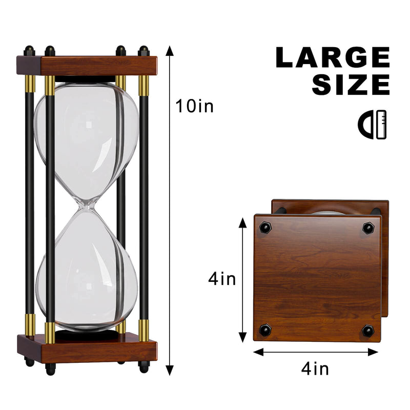 SuLiao Empty Hourglass, 10 Inch Large Black Wooden Frame Decorative DIY Sand Timer for Wedding Ceremony Set and Home Office Decor Clear