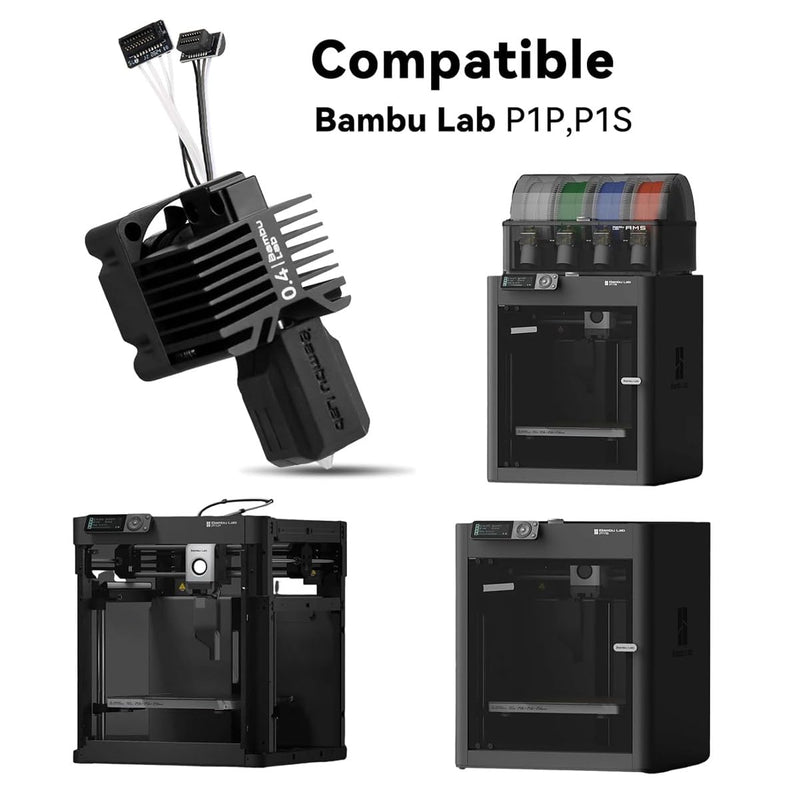 Bambou LAB P1P, P1S Hotend Complete Kit for P1 Series 3D Printer,Full Assembly Hardened Steel Hot End with Fan,Thermistor, Ceramic Heater, 0.4mm Nozzle Extruder Heating Block Replacement.