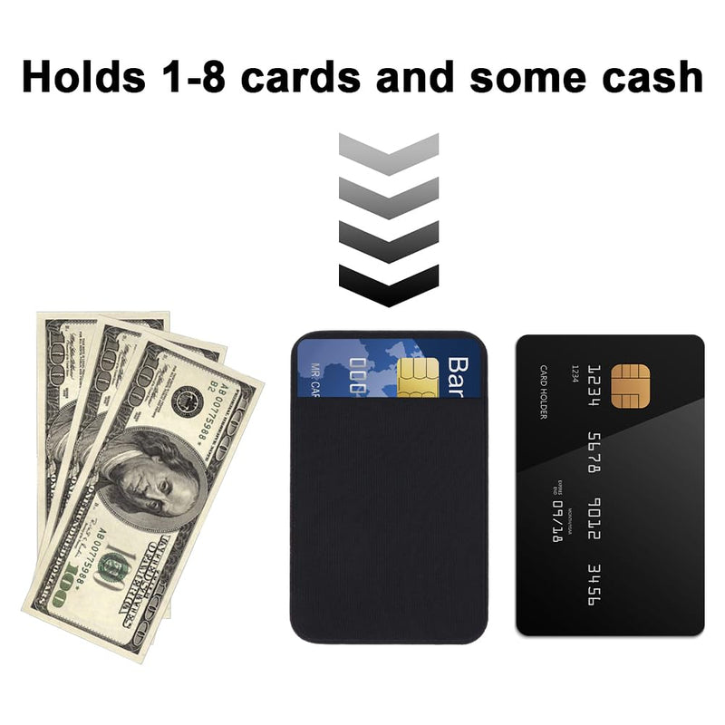CREATCABIN 4Pcs Cell Phone Card Holder Pocket Elastic Fabric Stretchy Stick on Wallet Credit Card Case Pouch Sleeve Self Adhesive Card Holders Wallet Sleeve Pocket Pouch Compatible for Mobilephone