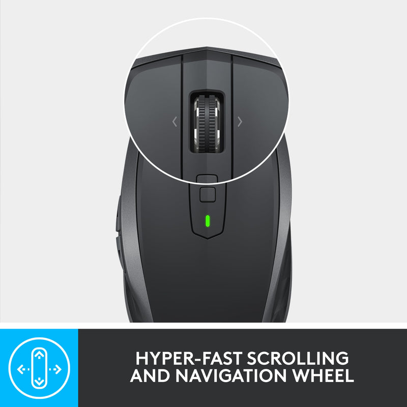 Logitech MX Anywhere 2S Bluetooth Edition Wireless Mouse - Use On Any Surface, Hyper-Fast Scrolling, Rechargeable, Control Up to 3 Apple Mac and Windows Computers and Laptops 2024 Model