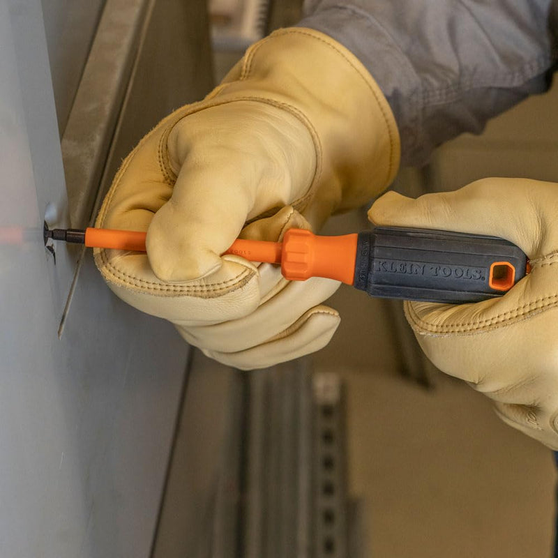 Klein Tools 6844INS Insulated Screwdriver, Made in USA, 1000V #2 Square Tip Screwdriver with 4-Inch Shank, Tip-Ident, Cushion-Grip Handle # 2 Square