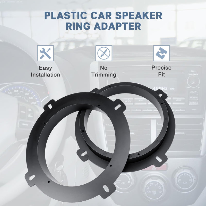6.5 Front Door Speaker Adapter for Hyundai Kia | Solid Plastic Speaker Spacer Mount Ring Brackets Compatible with Hyundai Elantra Sonata, Kia Forte Soul Optima Sedona