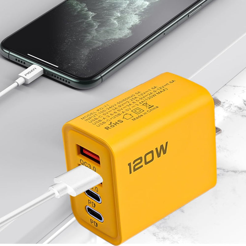 1pcs 120W Fast Charging 4 Ports Mobile Phone Charger Wall Adapter (US) US