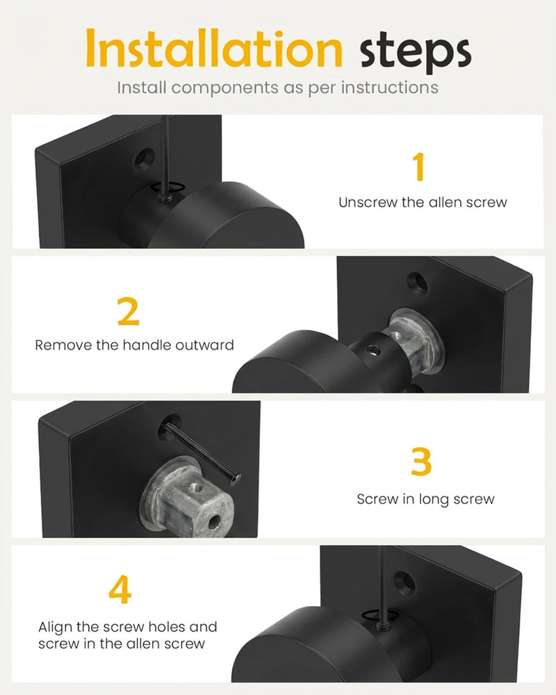 Goldenwarm Black Dummy Door Knobs Interior, Matte Black Dummy Door Knobs for Closets, Hallways, Kitchens, Zinc Alloy Heavy Duty Modern Square Interior Door Knob(1 Pairs / 2 Pieces) Matte Balck 1