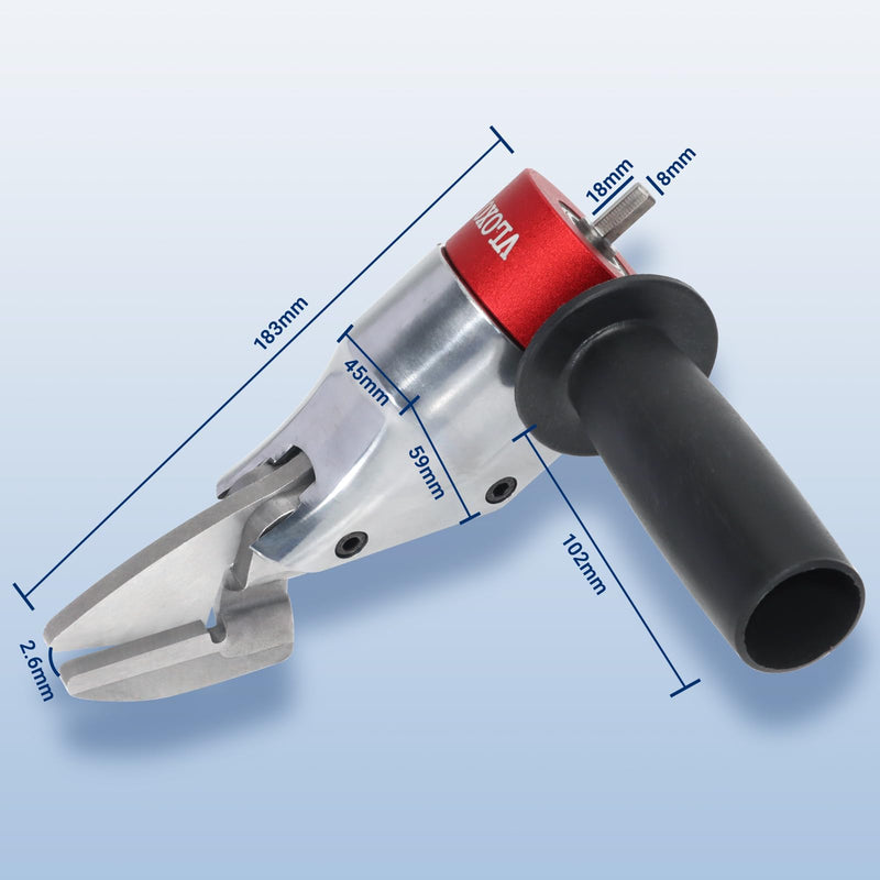 VlOXO Metal Shears Drill Attachment,Sheet Metal Cutter with 360 Degree Pivoting Handle Professional Sheet Metal Tools for Cut Steel, Sheet Metal Cutter Drill Attachment Can Curved and Straight Cutting Red