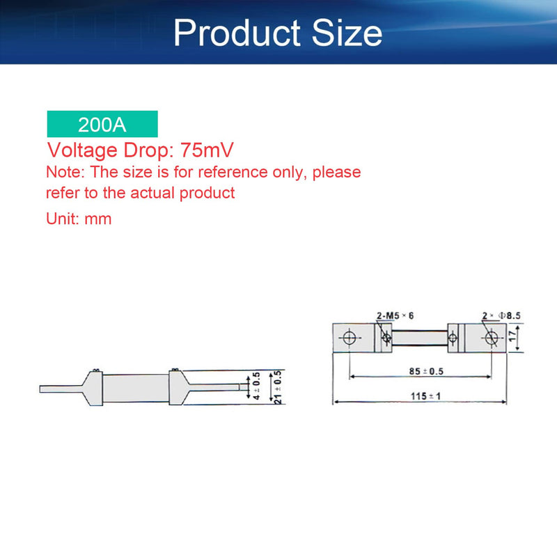 Heyiarbeit DC Current Meter Shunt Resistor 200A 75mV for DC Ammeter Analog Panel Shunt Divider Meter External FL-2