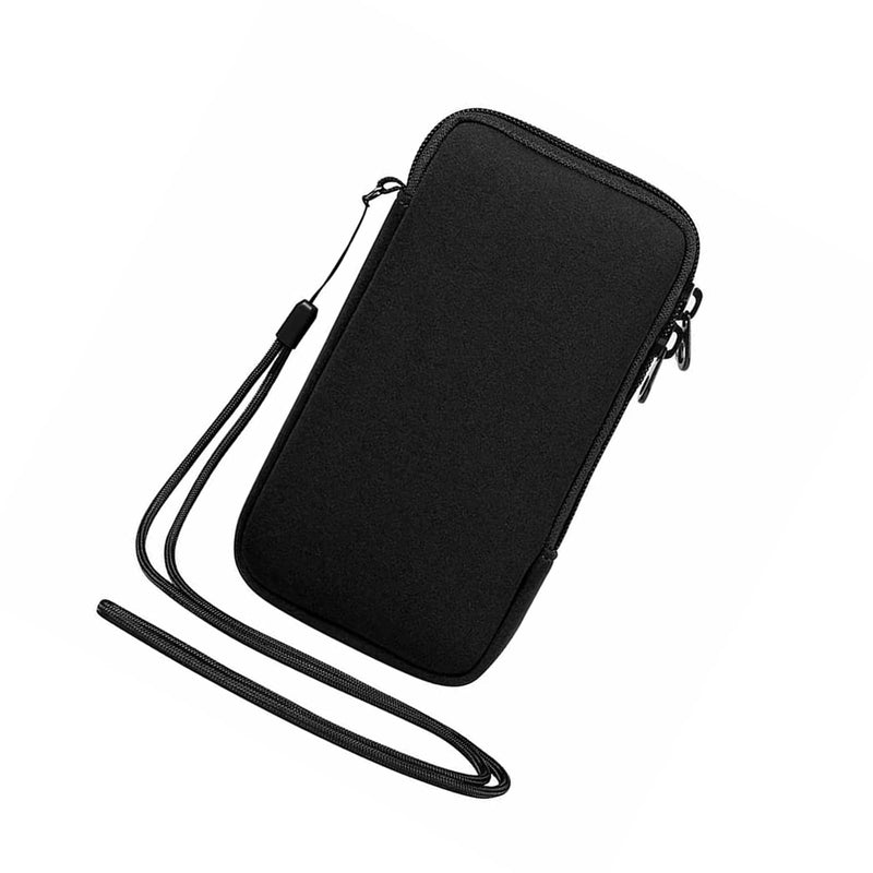 2 Pack Neoprene Cell Phone Sleeve Phone Pouch, Shock-Absorbing Pouch with Zipper & Adjustable Strap Cell Sleeves, Water Shedding Storage for Large Smart Devices Up to 6.7 Inch Blue Black