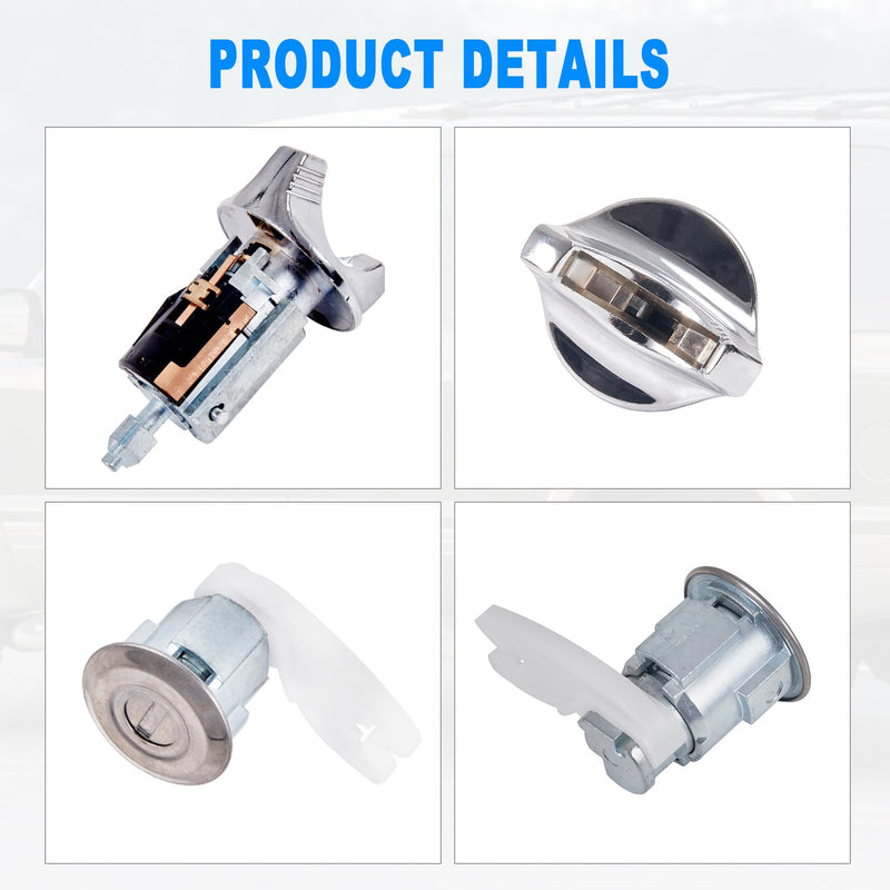 Ignition Switch Lock Cylinder & 2 Pcs Door Lock Cylinder with Keys Compatible with 1992-1995 Ford Bronco F150 F250 F350 E150 E250 E350 Ranger Replaces# C-42-150 DP-42-122 F3UZ1522050D 1990-1995 Ignition Door Lock