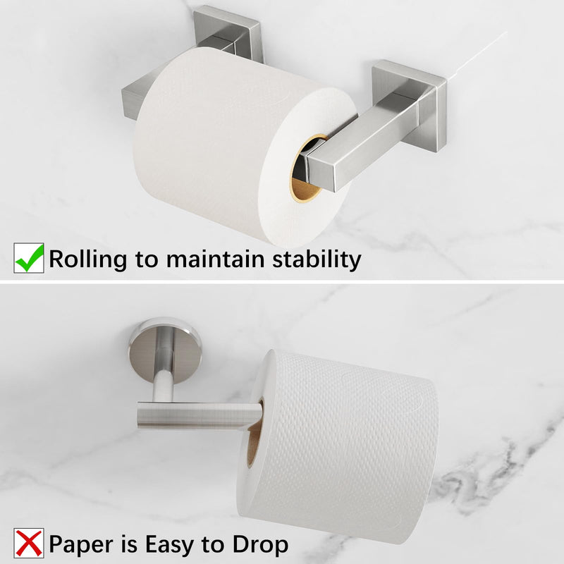 FEILERN Toilet Paper Holder Wall Mounted Post Pivoting Square Tissue Holders Roll Holder Hangers for Bathroom Commercial Toilet Paper Dispenser, Brushed Nickel 1 Pack