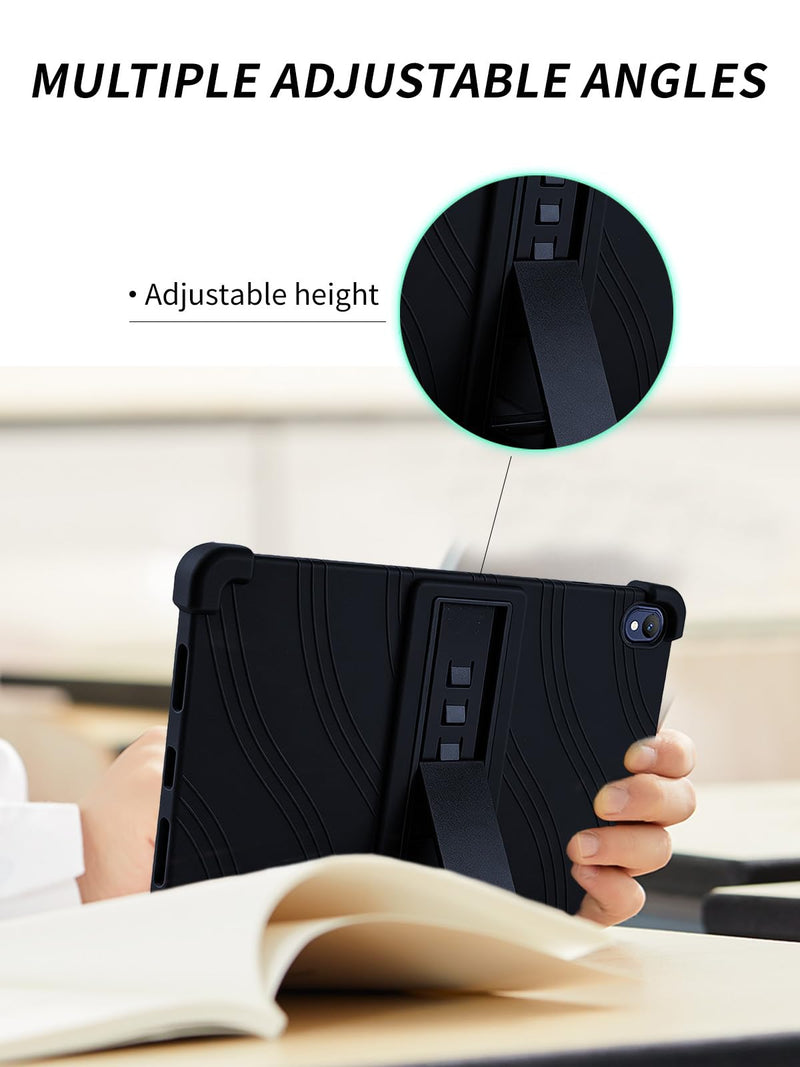 Case for onn 11" Core Android 16 Tablet (2026 Model),WUNIAK Shock Proof Lightweight Stand Rubber Shell Protective Cover,Kids Friendly Soft Silicone Adjustable Stand Cover,Black 11" 2026 Model Black