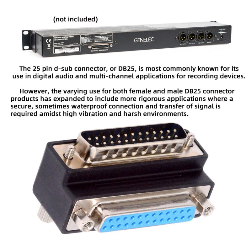 chenyang RS232 DB25Pin Serial Port 90 Degree Down Angled Connector Parallel LPT AES/EBU Adapter