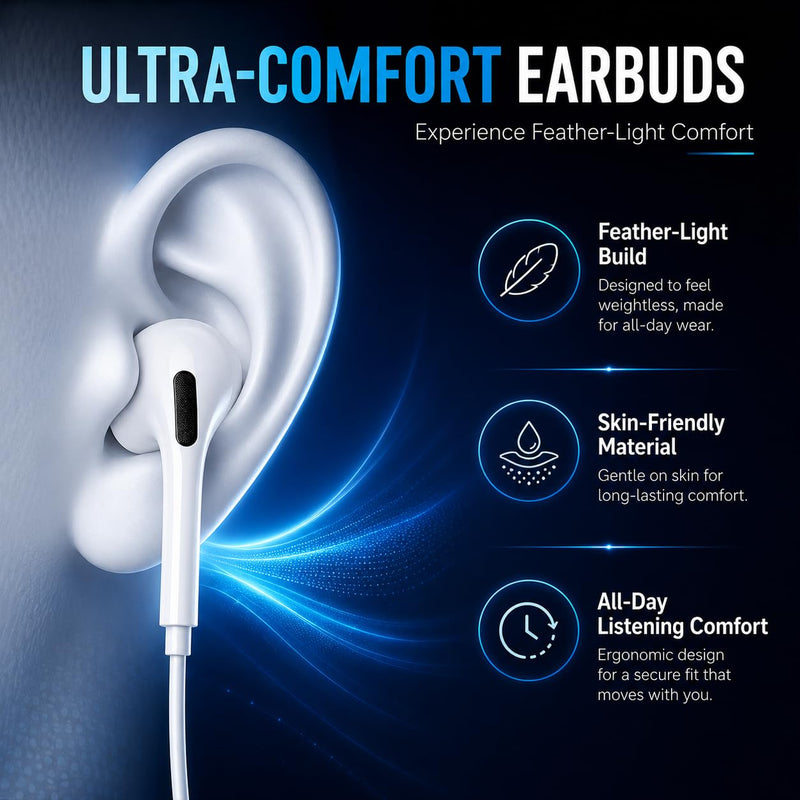 2Pack Earbuds Wired USB C Headphones for iPhone 17 16 15 Pro Max 15 16 Plus | USBC in- Ear Buds Type C Earphones with Microphone & Volume Control HiFi Stereo Noise Cancelling