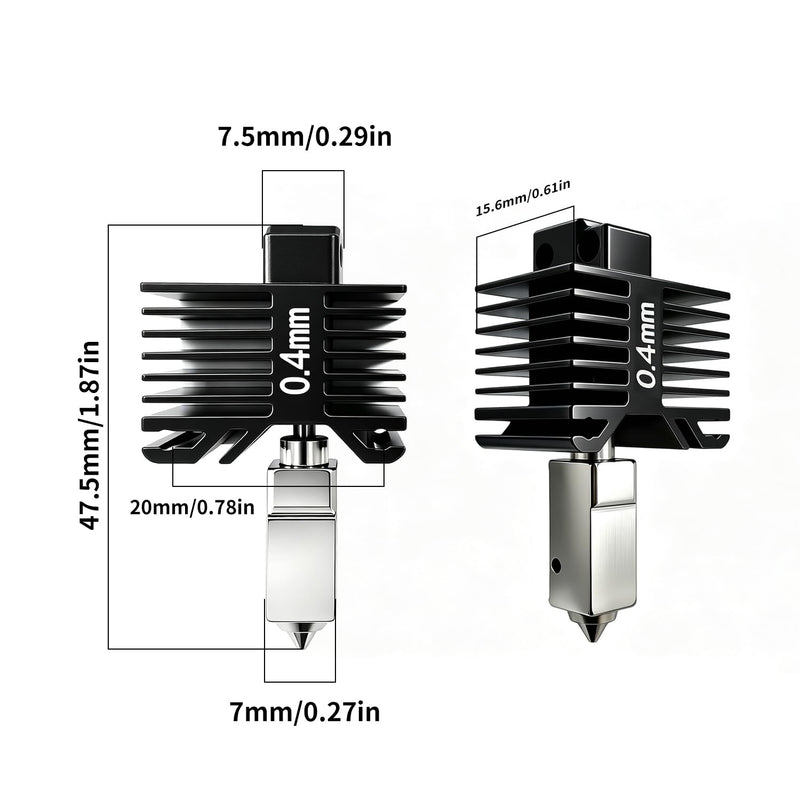 P1S/P1P 0.4mm Nozzle Kit,Bamboo Lab P1P, P1S Hotend Complete Kit for P1 Series, Full Assembly Hardened Steel Hot End with Fan, Thermistor, Ceramic Heater for Bambu Lab Accessories (P1 Series-0.4mm) P1 series-0.4mm