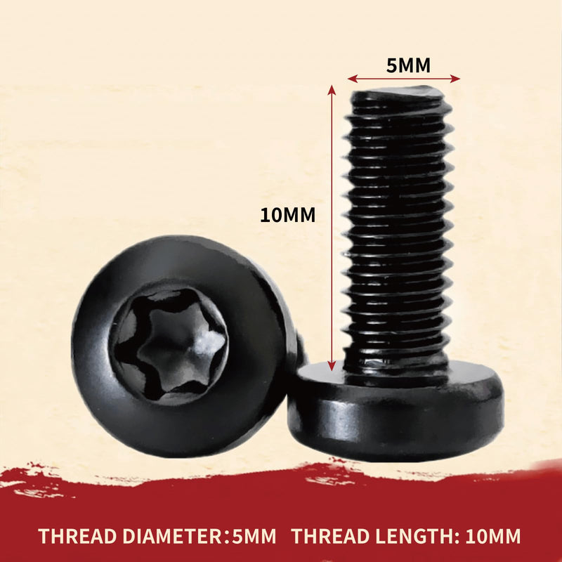 8 Pcs Black License Plate Screws for Tesla Model 3, Model Y, BMW - M5-0.8 X 10mm T25 Security Drive Head