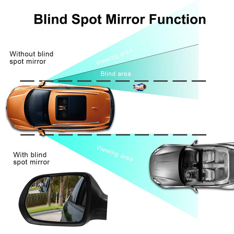 POMFW Blind Spot Mirror, 2 inch Rearview Convex Side Mirrors for Cars SUV Truck Van Stick on 3M Adhesive, Rear View HD Glass Frameless Sway Rotate adjustable Wide Angle 2PCS (Fanshaped) Fanshaped