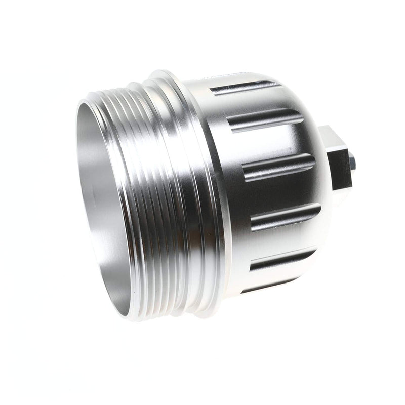 iFJF 134001 Fuel Filter Housing Cap Replacement for 2017-2024 GM Duramax 6.6L L5P Chevy Silverado/GMC Sierra 2500HD 3500HD Billet Aluminum with Drain Plug Silver