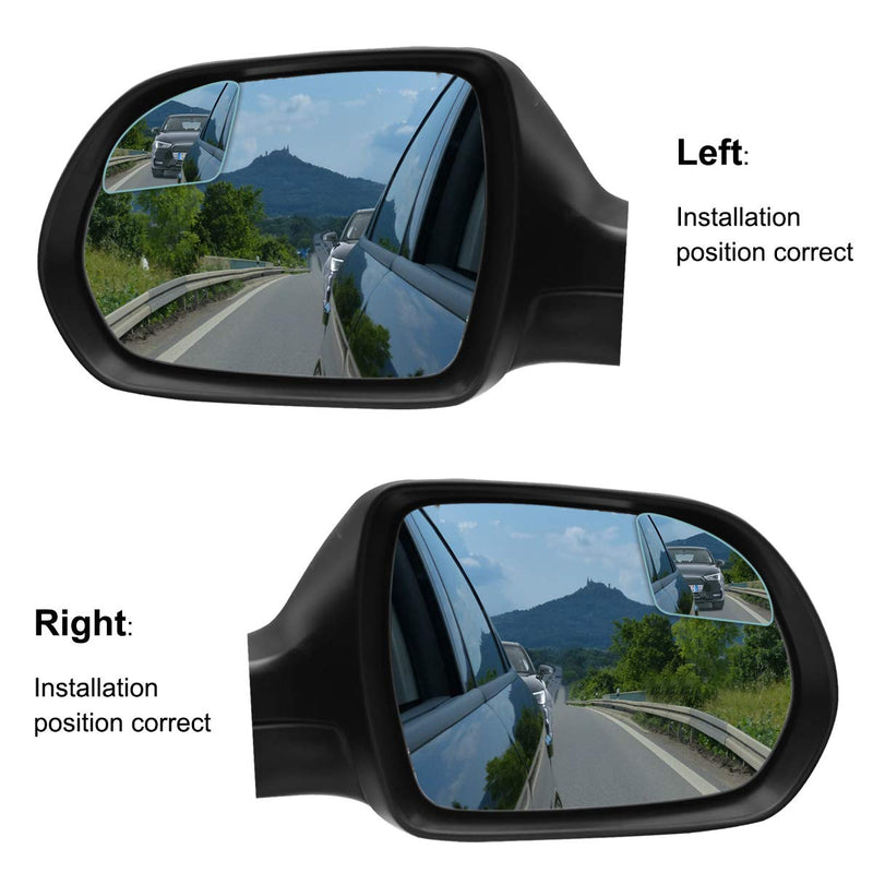POMFW Blind Spot Mirror, 2 inch Rearview Convex Side Mirrors for Cars SUV Truck Van Stick on 3M Adhesive, Rear View HD Glass Frameless Sway Rotate adjustable Wide Angle 2PCS (Fanshaped) Fanshaped