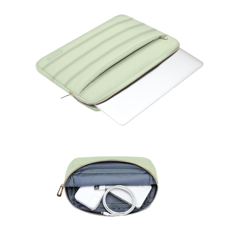 MOSISO Puffy Laptop Sleeve Compatible with MacBook Pro 16 inch 2024-2019 M3 A2991 M2 A2780 M1 A2485 A2141/Pro Retina 15 A1398,15-15.6 inch Notebook, Polyester Horizontal Bag with Small Case,Sage Green Sage Green