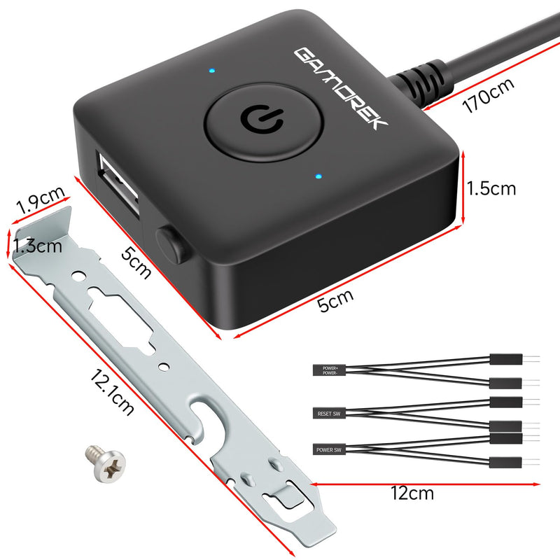 PC Power Button, Computer PC Power Switch, External PC Power Button | with USB 2.0, PC ON Off Reset, for PC Desktop Motherboard