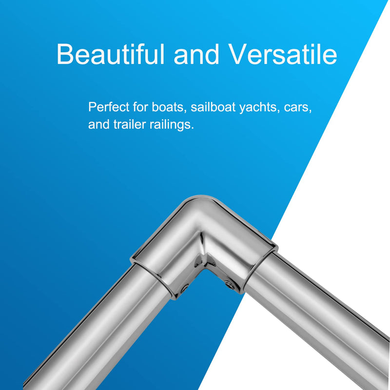Heavy Duty Boat Handrail Fitting, 2-Way 90 Degree Elbow Hardware, 316 Stainless Steel, Pipe Connector for 1 inch (25.4mm) Pipe Tubing (2 PCS)