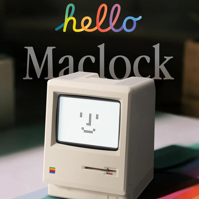 ANTPO Maclock WB-8 Retro Pixel Alarm Clock, 1984 80s Computer Style Electronic Digital Clock with LCD Display, USB Desk Clock for Bedroom, Multiple Alarms, Calendar, Temperature, Adjustable Brightness