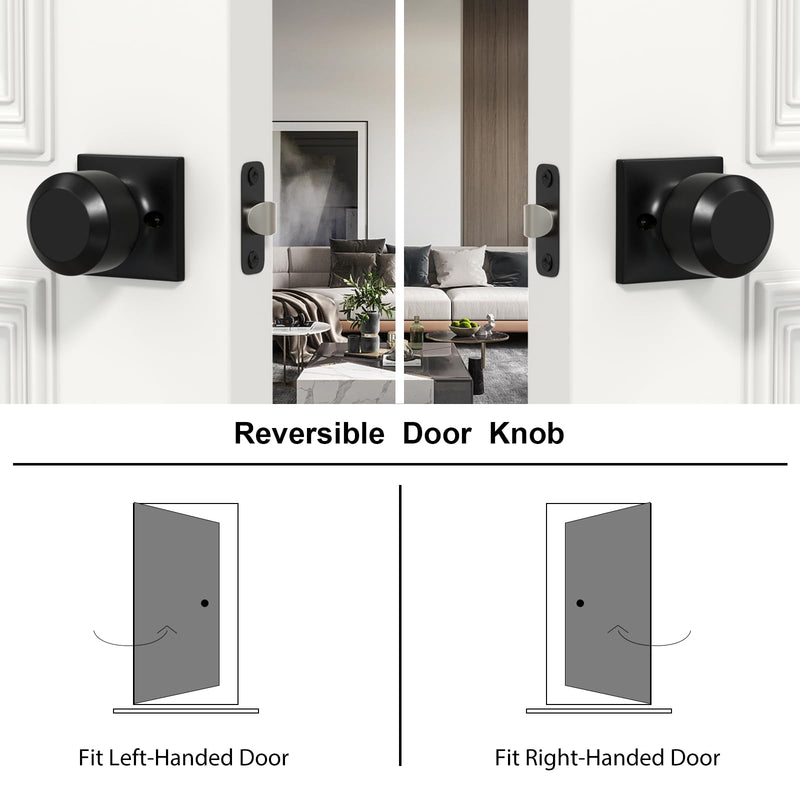 Goldenwarm Matte Black Closet Door Knobs, Passage Door Knobs, Black Door Knob Interior No Lock for Closet Hallway 1 Pack