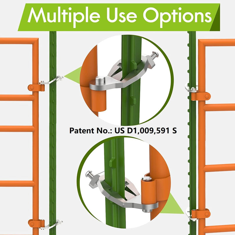 T-Post Gate Hinge Pins - Heavy Duty Gate Hanger, Hang a gate from a Metal T Post, Steel Gate Hinges Target Hanger for Farm Gate, Garden & Backyard Gate, Easy to Install. (Patent) T post gate hinge