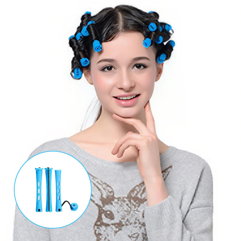 60 Pcs Perm Rods,0.35 Inch Perming Rods,Perm Rollers,Perms Curlers | No Damage|Reusable|Portable Perming Kit for Women & Men Natural Hairs Long Short Hairs Styling Tool.(Blue)