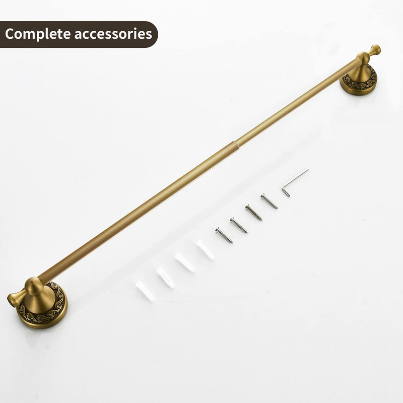 Leyden Antique Towel Bar,Adjustable Towel Holder Rod Brass Bathroom Accessories Expandable 16.73 to 29.13 Inch Vintage Wall Mount Single