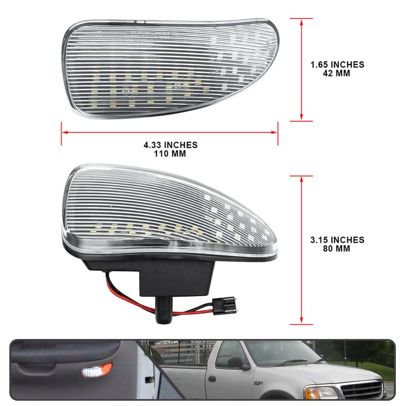 2Pcs F150 LED Courtesy Door Lights for Ford F150 1997-2003, F150 SVT Lightning 1999-2002, F250 Light Duty 1997-1999 Red& White LED Side Door Panel Light Door Interior Light Step Lights Clear Lens