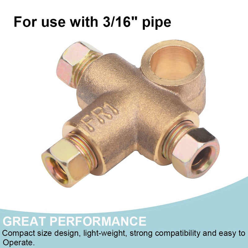 2 Pack 3 Way T-Shape Brake Tee With 3 Male Nuts Short Union M10 3/16in Pipe 10mm, Elbow Connector Replacement Inverted Tee