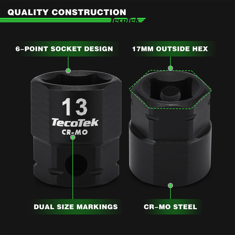 TecoTek 19PCS 3/8-Inch Drive Metric Low Profile Impact Socket Set, Stubby Socket Set, 6mm-24mm, No Skips Sizes, 6 Point, Cr-Mo, Shorter Socket for Tight Areas 0.24" - 0.94" (0.38" Dr.)
