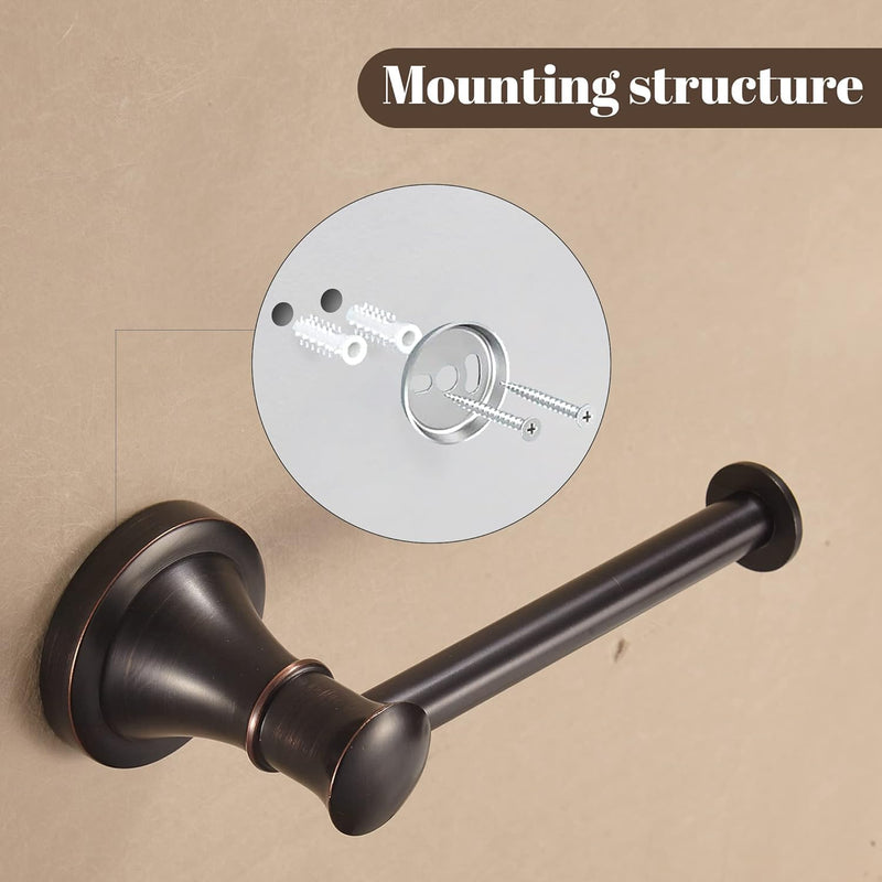 WOLIBEER Bronze Toilet Paper Holder,Bathroom Hand Towel Holder,Oil Rubbed Towel Ring Wall Mount Tissue Roll Paper Hanger ORB Bath Accessories Farmhouse Towel Rack Half Round