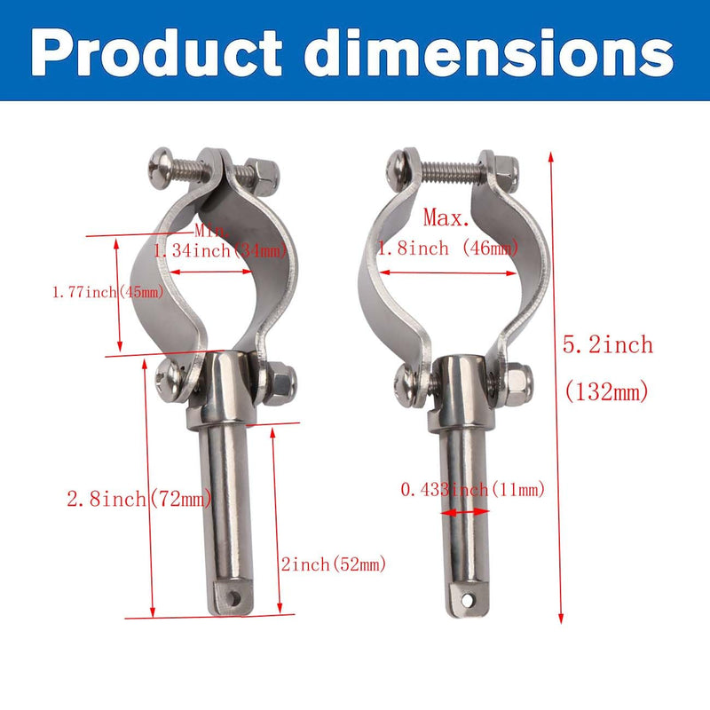 Boat Stainless Steel Rowlock Side Mount Line Oarlock Socket Marine Yacht (2 Per Pack)