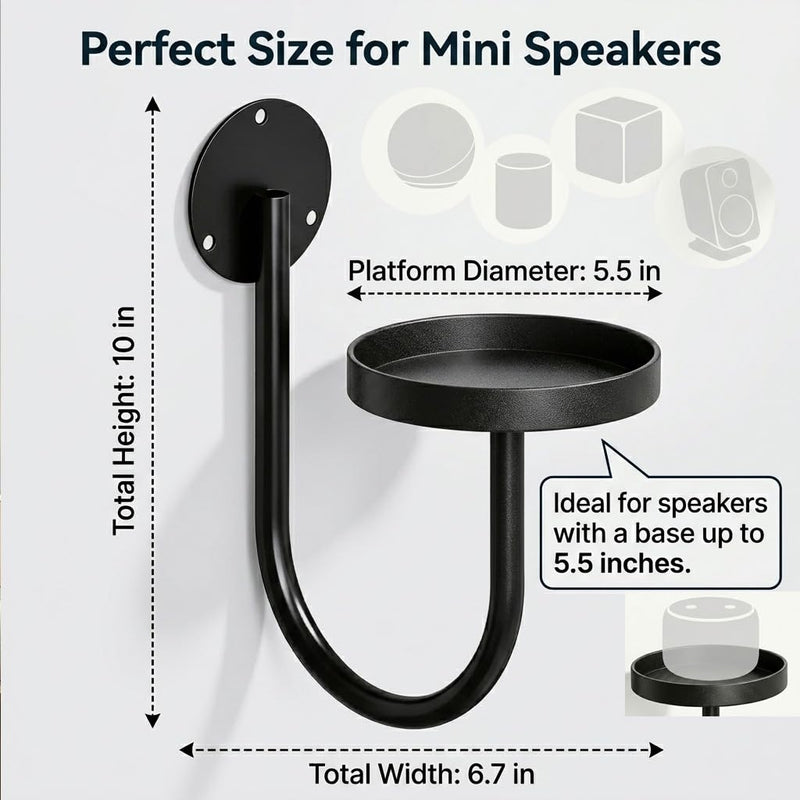 DAWASAPAT Small Speaker Wall Mount Holder Pair for Samsung, Roku, Sony, JBL, Vizio, LG and More Rear Speakers Save Space, 6.1" x 6.1" Speaker Mounts Easy to Install for Home Theater Surround Sound
