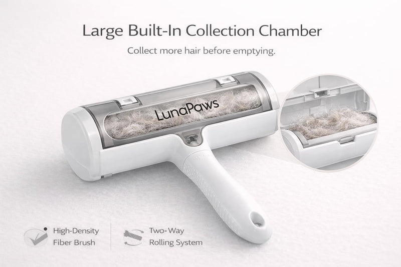 Reusable Pet Hair Remover Roller – Washable Reusable Lint Roller for Dog & Cat Hair on Sofa, Carpet, Clothes & Car – Internal Hair Collection Chamber, Eco-Friendly Design