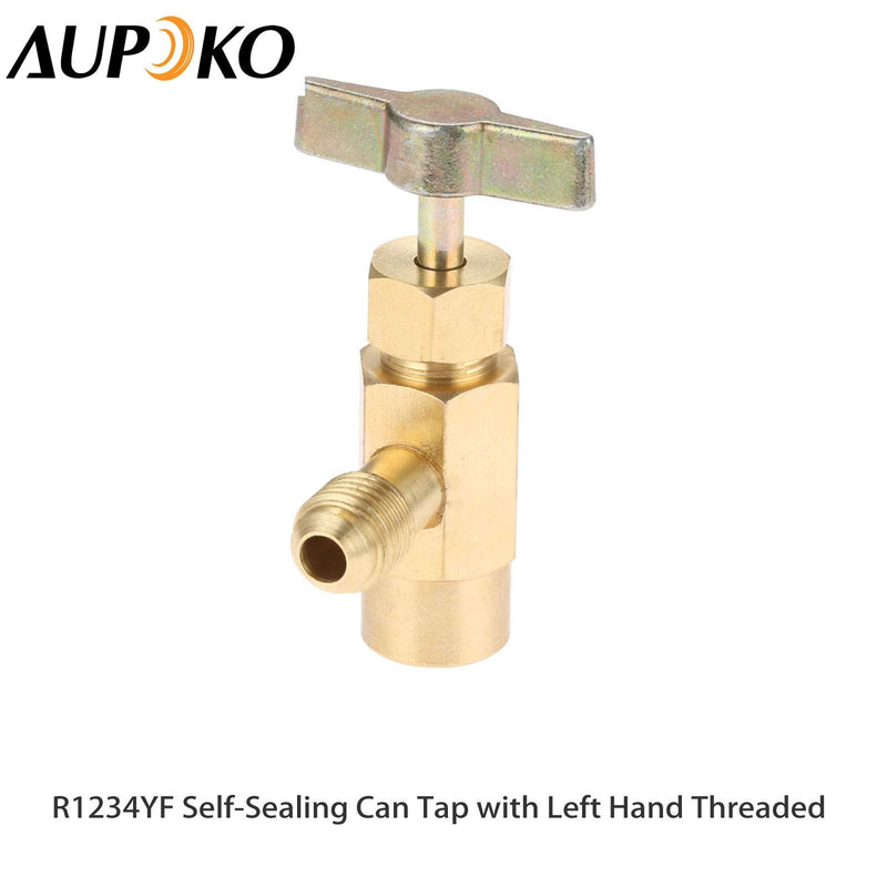 R1234YF Self-Sealing Can Tap with Left Hand Threaded, 1/2’’ to 1/4’’ SAE Dispenser Valve AC Refrigerant Bottle Opener, Fits for R1234YF Automotive Air Conditioning Charging