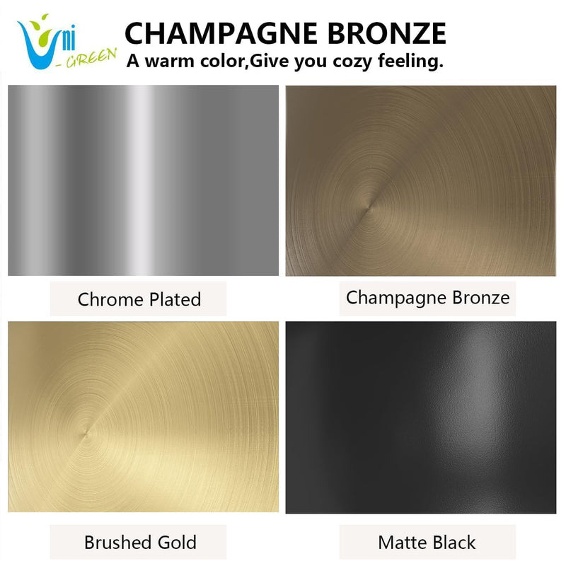Uni-Green Champagne Bronze Kitchen Sink Drain for Standard 3-1/2 inch Drain - Fit 1-1/2 inch Pipe - Kitchen Sink Drain Strainer Stainless Steel Basket with Knob - Rubber Stopper Bottom