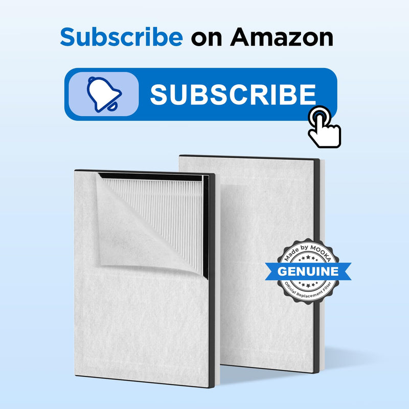 MOOKA KJ102 Air Purifier Genuine Replacement Filter, KJ102 Filter, 3-in-1 Washable Pre-Filter, High-Efficiency HEPA and Activated Carbon, Removes Pet Hair, Odor, Dander, Pollen, 2Packs