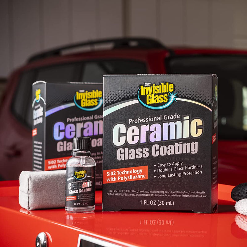 Invisible Glass 95151 Professional Grade Ceramic Glass Coating Kit Provides Long-Lasting Heat Resistant Hydrophobic Protection From Scratches, Chemicals, and Weather - Repels Rain, Ice and Snow, 30 mL