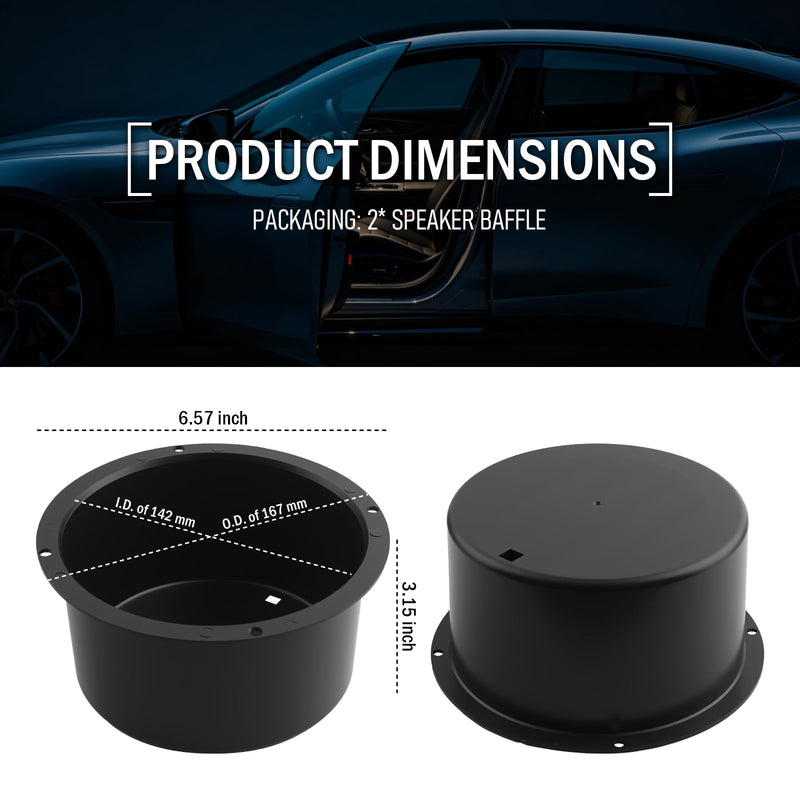 Salior 2PCS 6.5 Speaker Baffle,Durable 6.5 Speaker Pods for Sound Quality Upgrade & Protection,Professional 6.5 Speakers Enclosure Car Accessories for Car Audio Systems