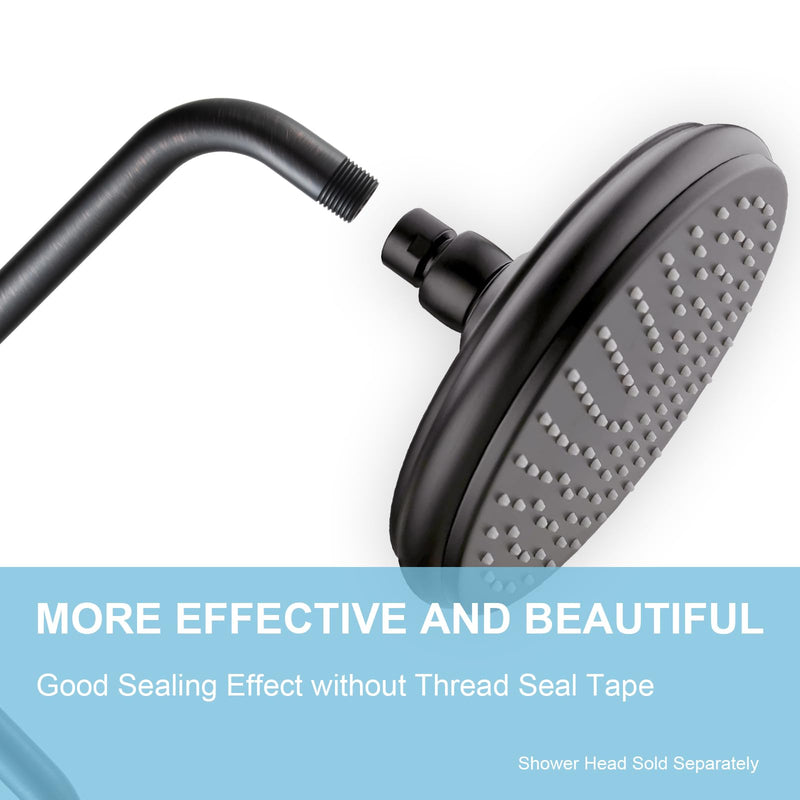 OFFO Shower Head Extension Arm 13 in, Oil Rubbed Bronze S Shaped High Rise Extender with Flange Shower Head Pipe Arm